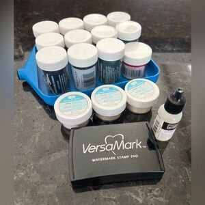 Stampin’ Up! Embossing Powders, Glitters, Versamark, Funnel Tray Set